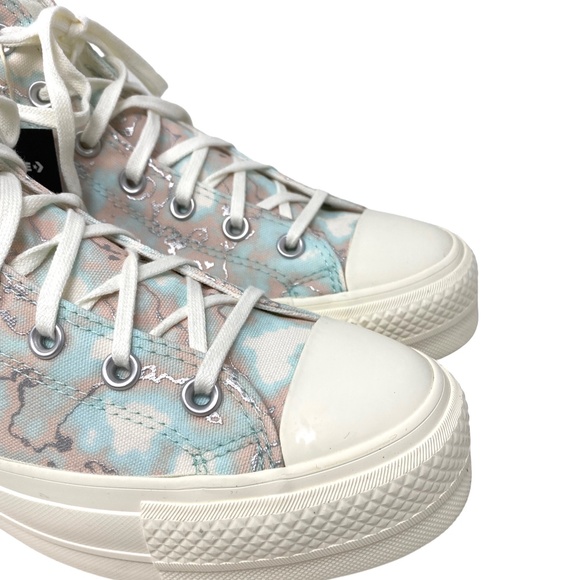 Converse CTAS Lift Shoes High Top Silver Blue Canvas Women Size Sneakers A02033C - Picture 4 of 9